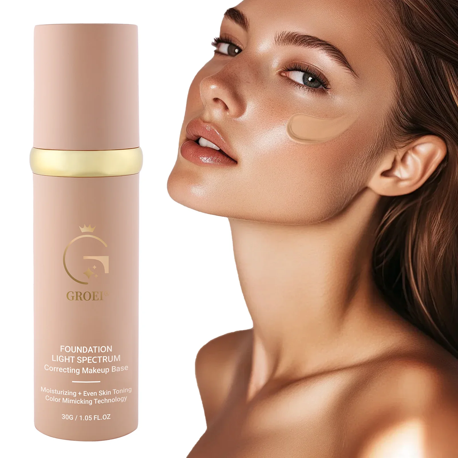 4-in-1 Foundation Liquid Makeup Serum Liquid Hydrating Full Coverage Concealer Light Spectrum Sunscreen SPF 50 Korean Makeup