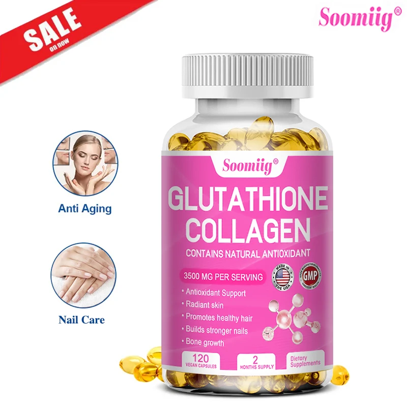 Glutathione Collagen Capsu for Skin Care Hair Care Health & Beauty Supplements Natural Anti-Aging Whitening Immunity Enhancement