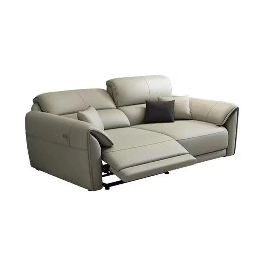 

Modern Genuine Leather Power Reclining Sofa – Sectional Couch with Adjustable Footrests, USB, for Living Room or Home Theater