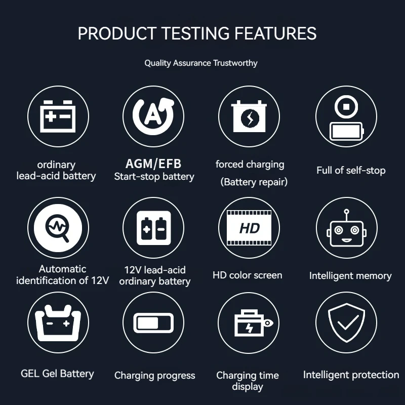 Intelligent Car Battery Charger And Detection Equipment Support 10 Languages Battery Medical Vehicle Start Testing