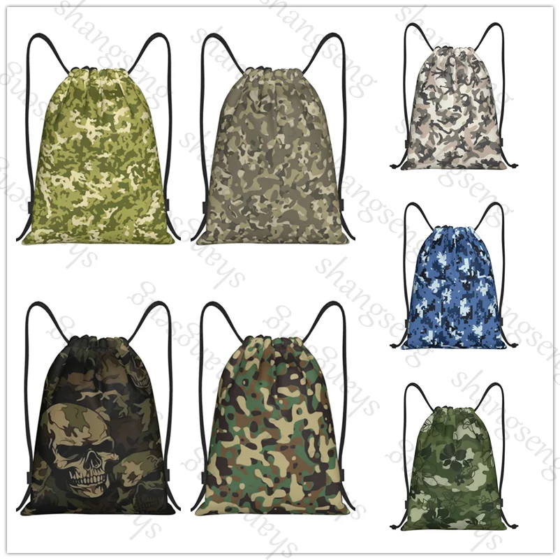 Drawstring Bag Sports Backpack Bundle Pocket Basketball Bags Boy Birthday Christmas Shoe Bag Sports Bag Camouflage Pattern