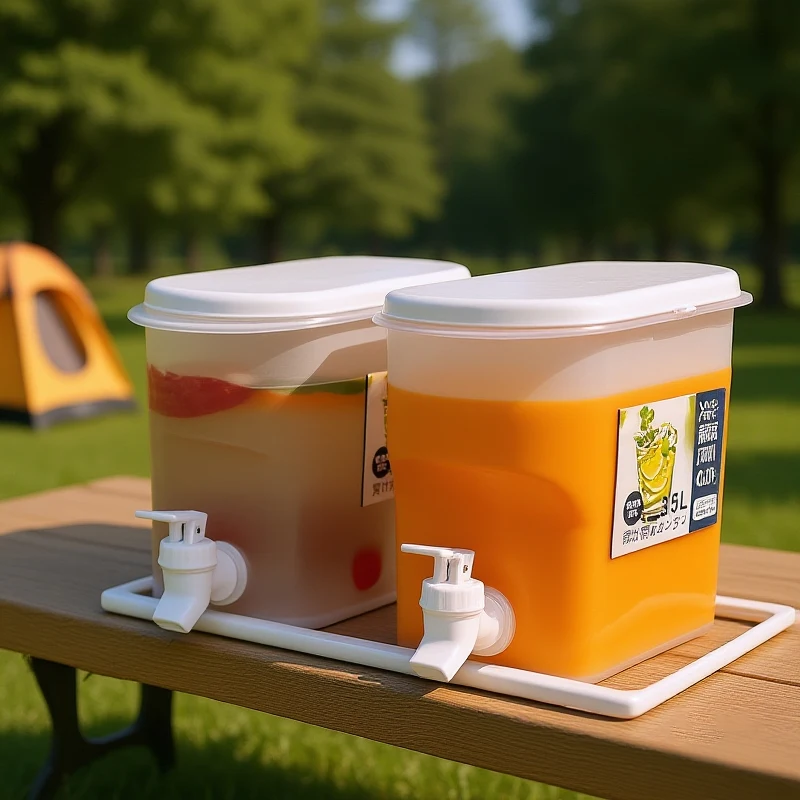 Water Kettle With Faucet Beverage Dispenser Cold Juice Lemonade Bucket Liquid Storage Outdoor Fridge Organizer