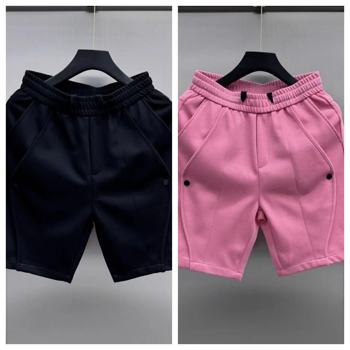 Summer new button-spliced sports shorts men's large-size high street loose straight outer five-point pants