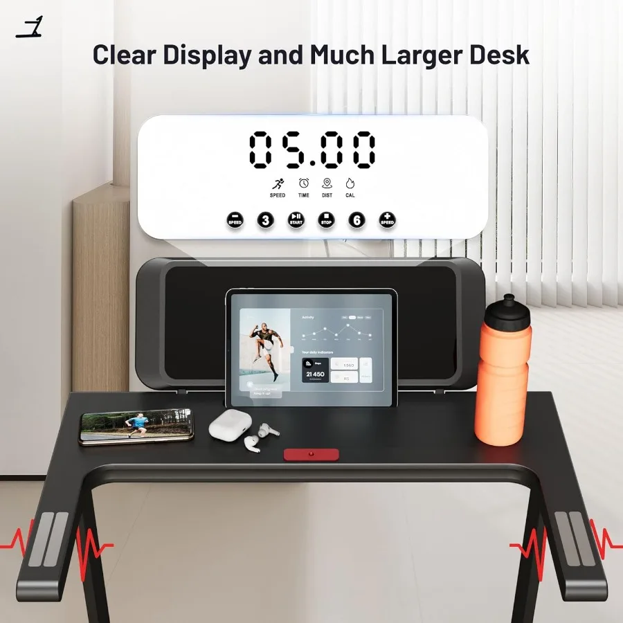 Tappetino da passeggio portatile e pieghevole con postazione di lavoro da scrivania per uso domestico in ufficio, ideale per piccoli spazi con maniglia regolabile