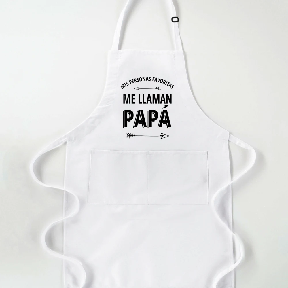 Dad Cooks Without Touching The Stove Print Apron Fathers Day Gift Aprons White Pocket Apron Adjustable Strap and Extra Pockets