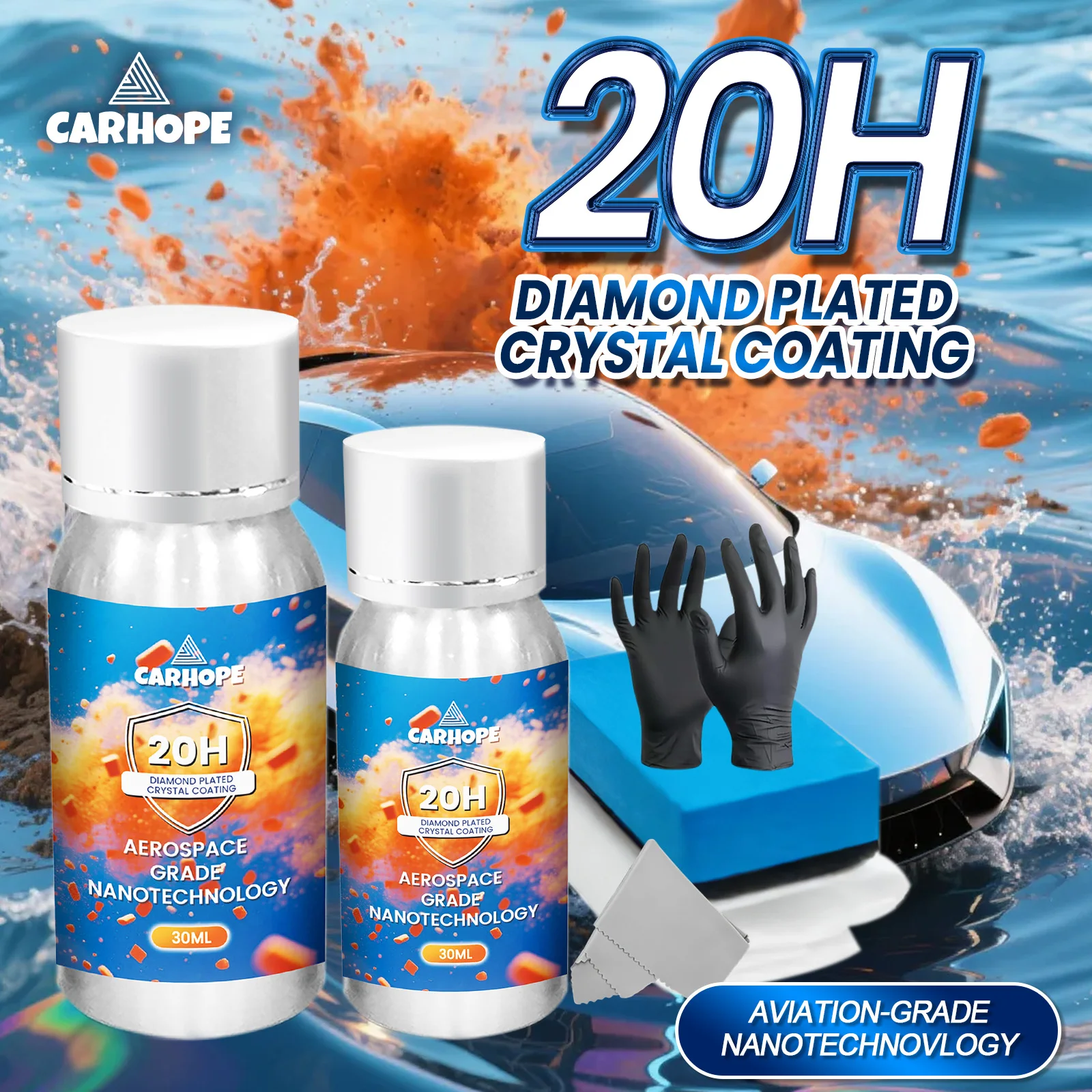 

20H керамическое кристаллическое покрытие, 30 мл, усовершенствованная гидрофобная формула для восстановления краски, быстросохнущий жидкий воск для улучшения блеска