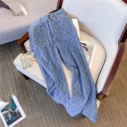 High Waisted Jeans for Women Straight Mom Baggy Jeans Denim Vintage Blue Streetwear New Clothes Long Trousers Wide Leg Pants