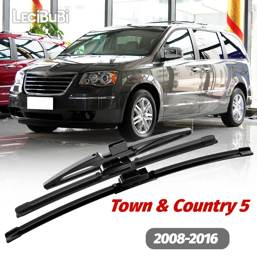 1 conjunto de lâminas de limpador de para-brisa dianteiro e traseiro, limpadores de para Chrysler Town Country 5 2008-2016 2009 2010 2011 2012 2013