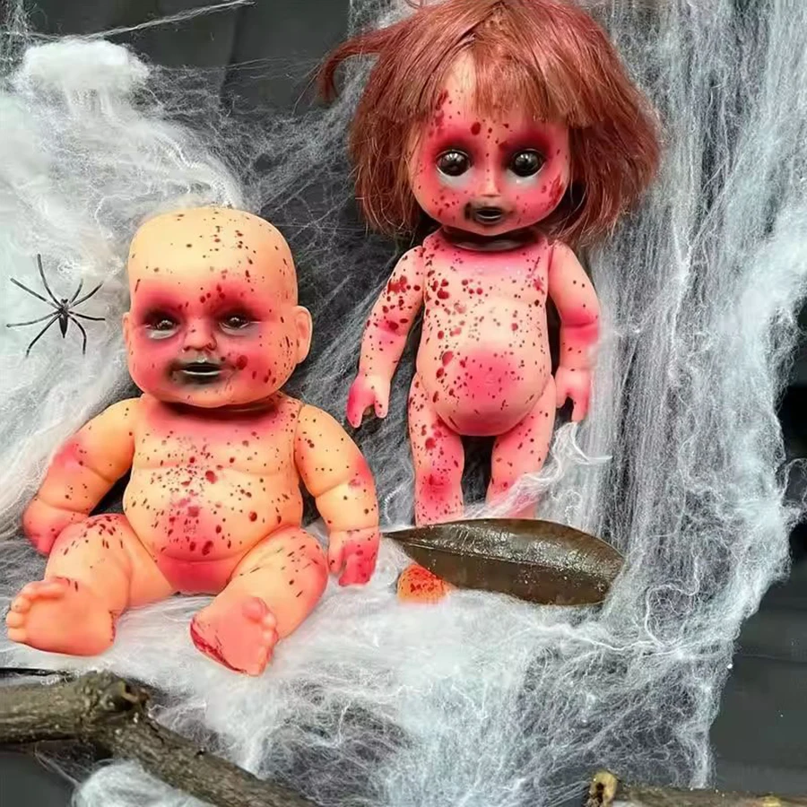 Halloween-Themed Haunted House Decorations, Spooky Props, Hanging Ornaments And Creepy Dolls For The Bar.