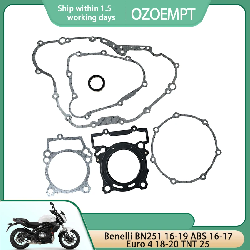 OZOEMPT Engine Cylinder Crankcase Repair Gasket Apply to Benelli BN251 16-19 ABS 16-17 Euro 4 18-20 TNT 25