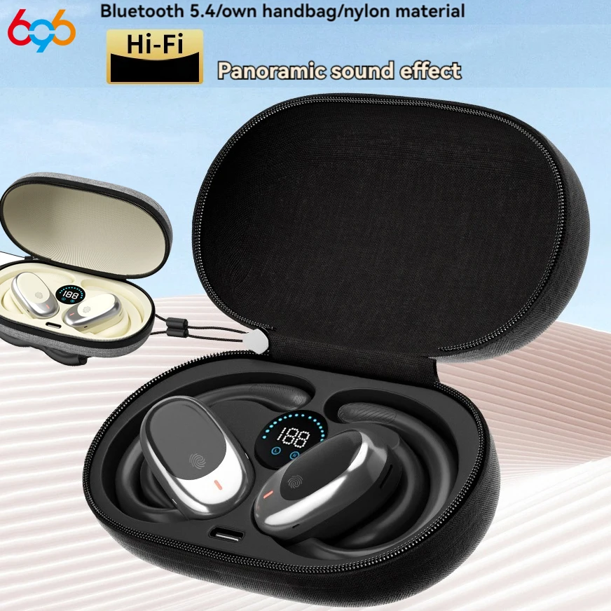 360 °   HIFI سماعة لاسلكية تعمل بالبلوتوث سماعات مع حقيبة يد نايلون مقاوم للماء BT5.4 300mAh مكافحة خسر النساء سماعة الأذن معلقة نوع الرجال