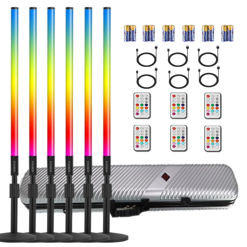 Tubo de luces Led de neón con batería recargable, luces Rgb de 6 piezas, con soporte para DJ, baile, escenario, fiesta, eventos, iluminación