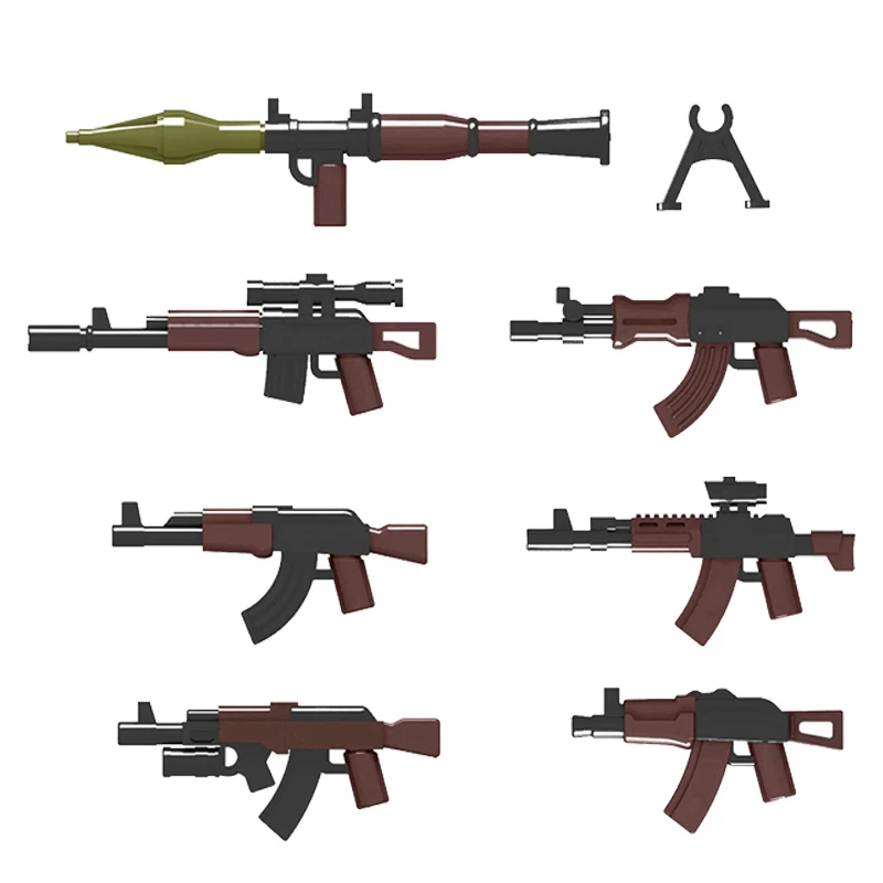 MOC WW2-armas militares, soldados, figuras alemanas, bloques de construcción, Rifles del ejército británico, pistola Submachine AK, ladrillos,