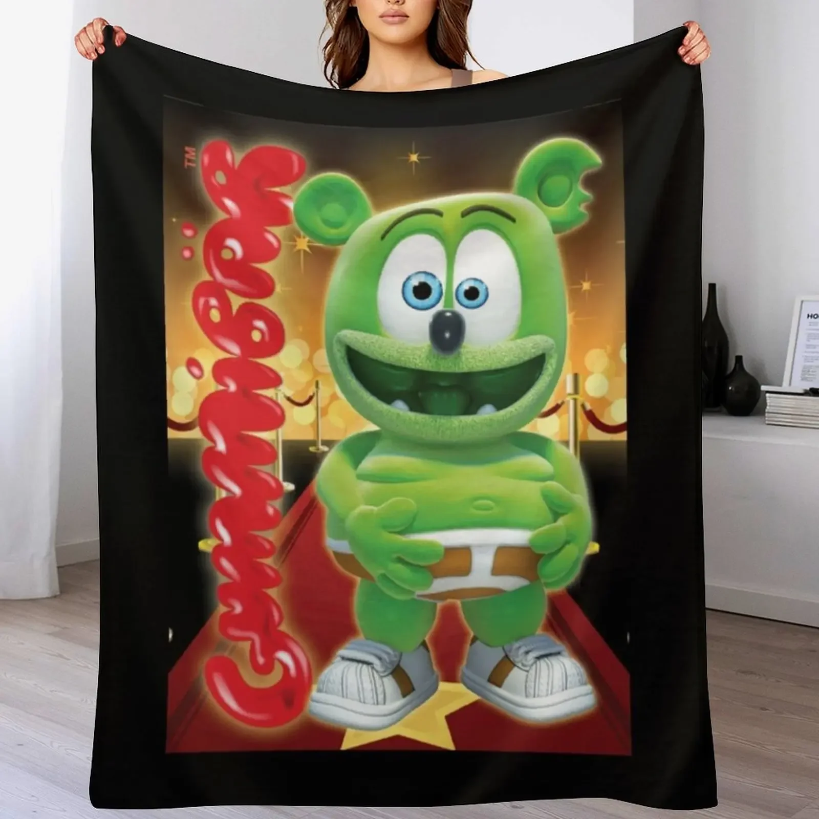 

Gummibar (the Gummy Bear) Redcarpet Throw Blanket Travel Size Cozy Blanket for Plane Train