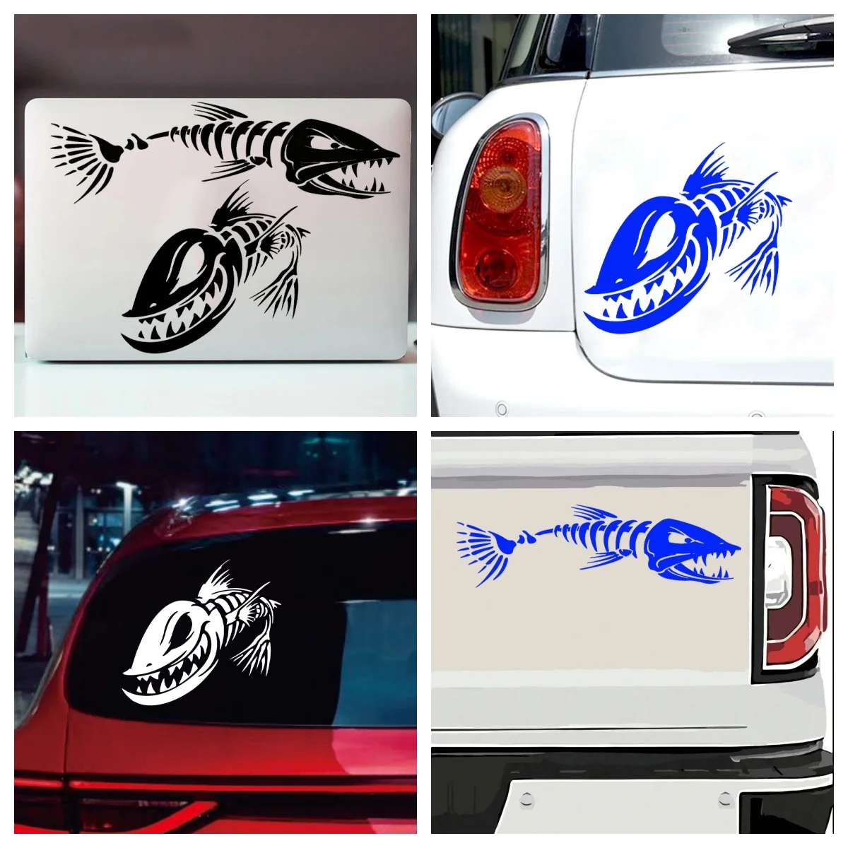 Fishbone Skull Fishing Monster Waterproof PVC Car Body Decal Motorcycle Car Sticker