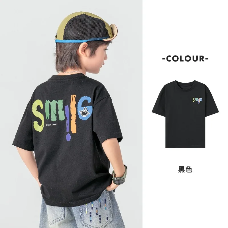 Trendy Letter Printed Children's T-shirt Summer New Cotton B