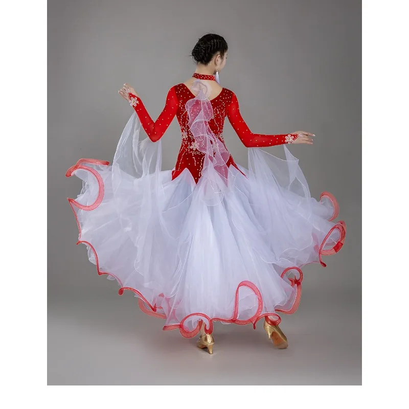 Vestido de baile moderno, traje de salón de Valsa, traje femenino, conjuntos de Flamenco para chica de Carnaval, ropa de fiesta de boda para mujer de vals de competición