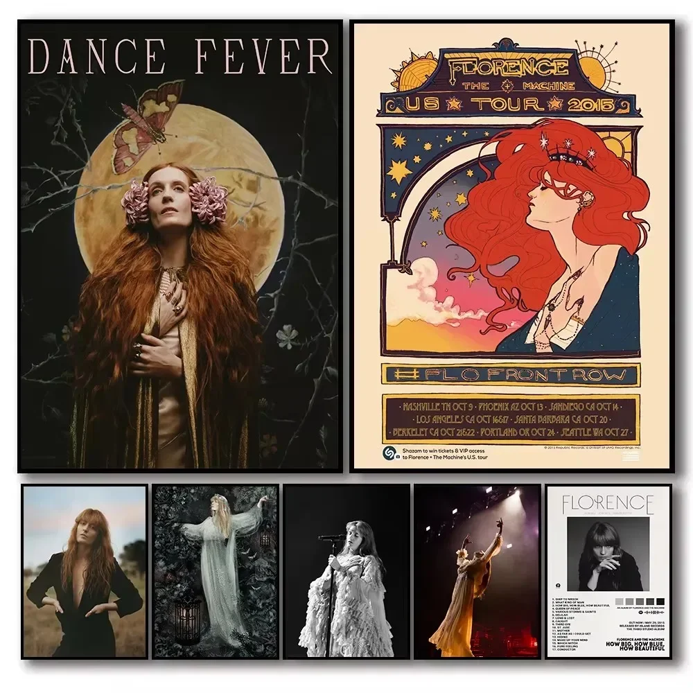 Pop Singer Florence and the Machine Music Poster Canvas Painting Wall Art Pictures Living Room Bedroom Home Decor Gift
