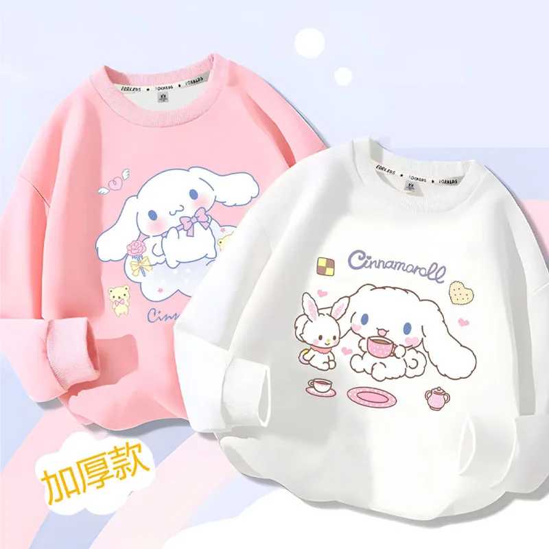 

Спортивный костюм Sanrio для мальчиков и девочек, подарочные свитеры с длинным рукавом и мультипликационным рисунком аниме Cinnamoroll