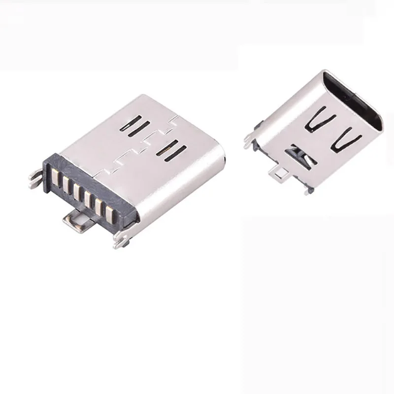 ﻿ 5PCS Vertical Surface 6 Pin SMT Charge Interface Harpoon Positioning Pin 180 Degree Vert USB Female Socket Connector 6P TYPEC