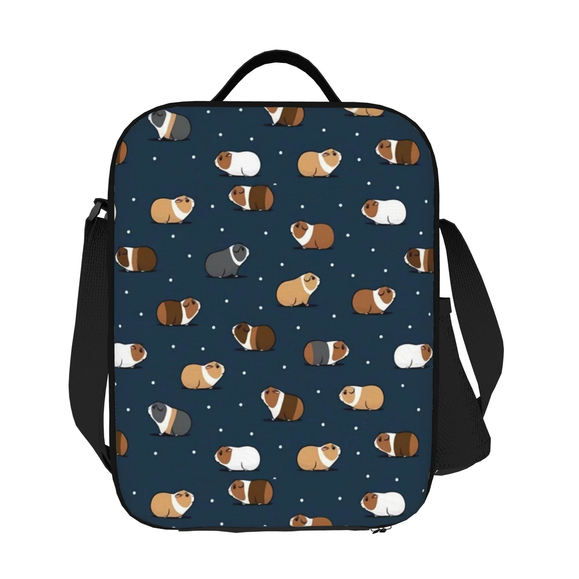 Guinea Pig Print Tote Bag Navy Oxford Fabric Versatile Work Travel Daily Commute Carry Bag