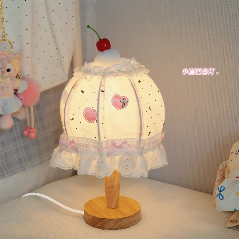 Creative Cherry Cake Night Light Cute Bedroom Bedside Lamp Living Room Decor High Value Desktop Atmosphere Ornament for Kids