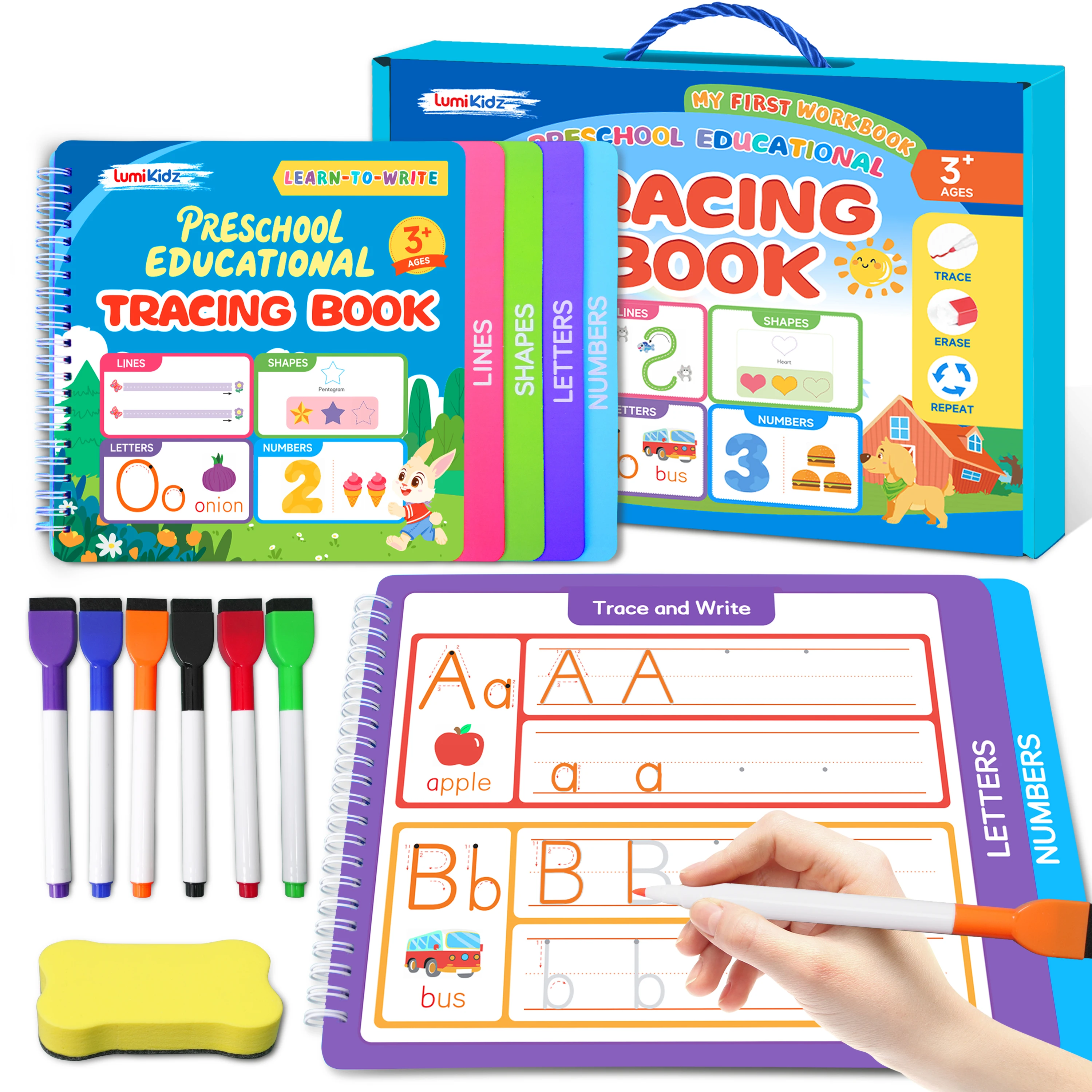 Preschool Learning Activities - Toddler Handwriting Practice and Tracing Books for Kids Ages 3-5, Montessori Busy Book,