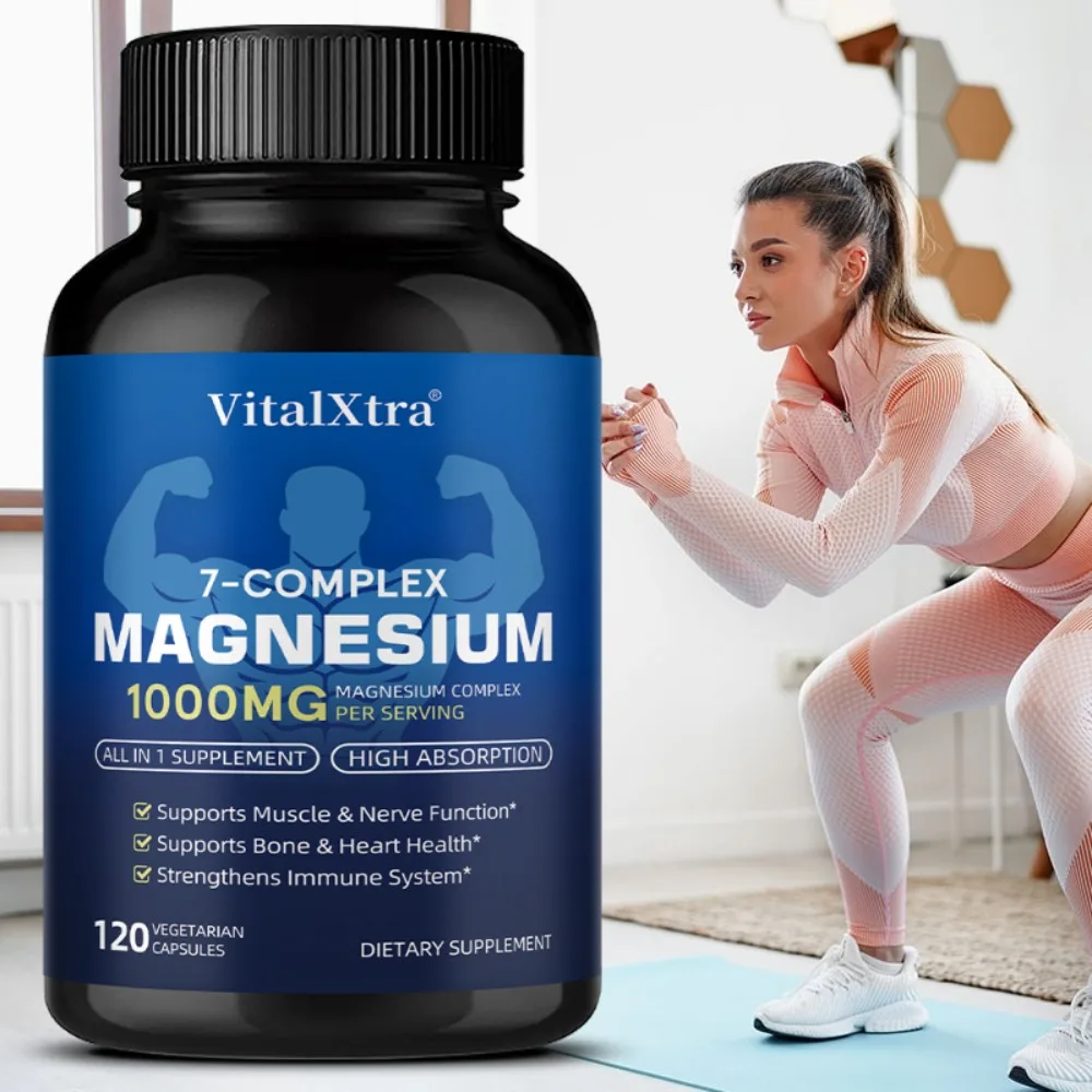 

Magnesium 7-Complex 1000mg, High Absorption 7-in-1 Magnesium Supplement, Supports Muscle & Nerve Function, Bone & Heart Health