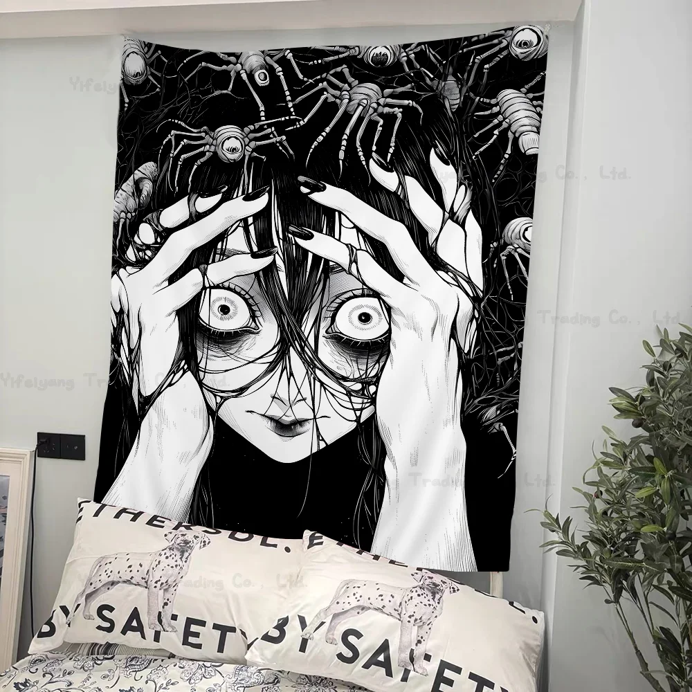 

Japan Anime Junji Ito DIY Wall Tapestry Hanging Tarot Hippie Wall Rugs Dorm Home Decor