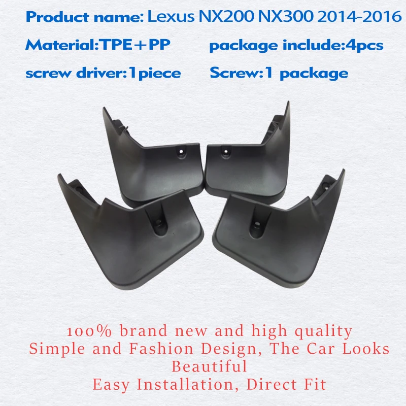 2014-2016 FOR Lexus NX NX200T NX300H Mudguard Fender Mud Flap Guards Splash Mudflaps Car Accessories Mudguard Front Rear 4pcs