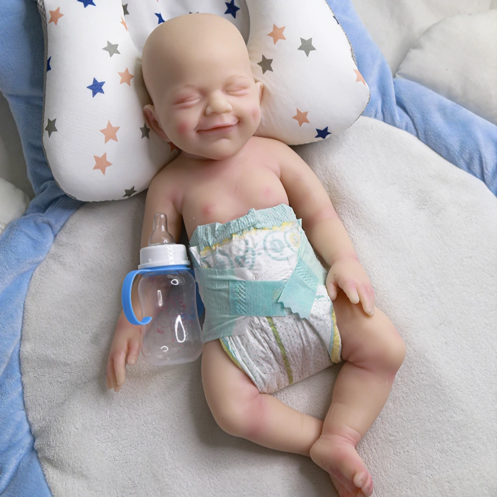 

Simulation full silicone reborn doll baby girl children's gift handmade smile Christmas gift
