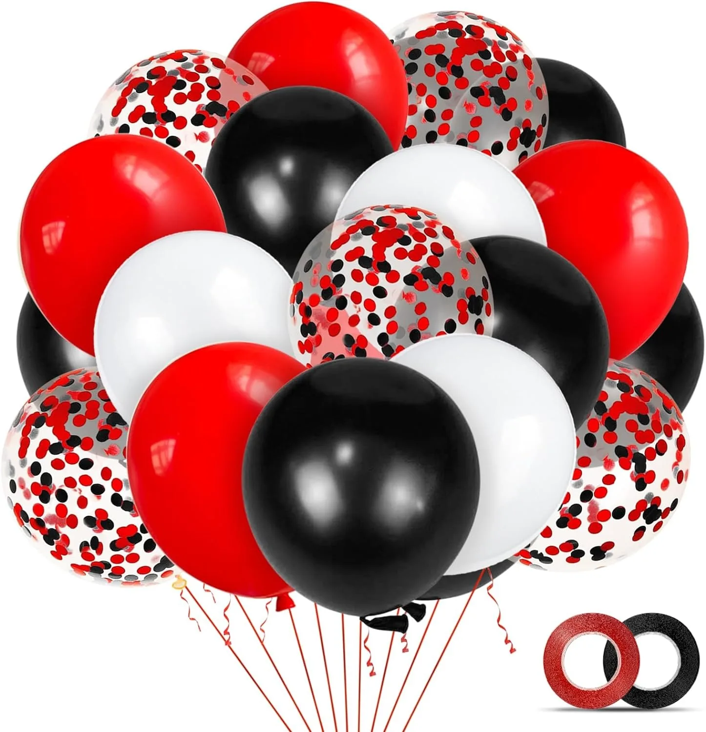 Balony urodzinowe, ślub, Baby Shower, karty do pokera ukończenia szkoły czerwone czarne balony lateksowe z czarnym czerwonym konfetti