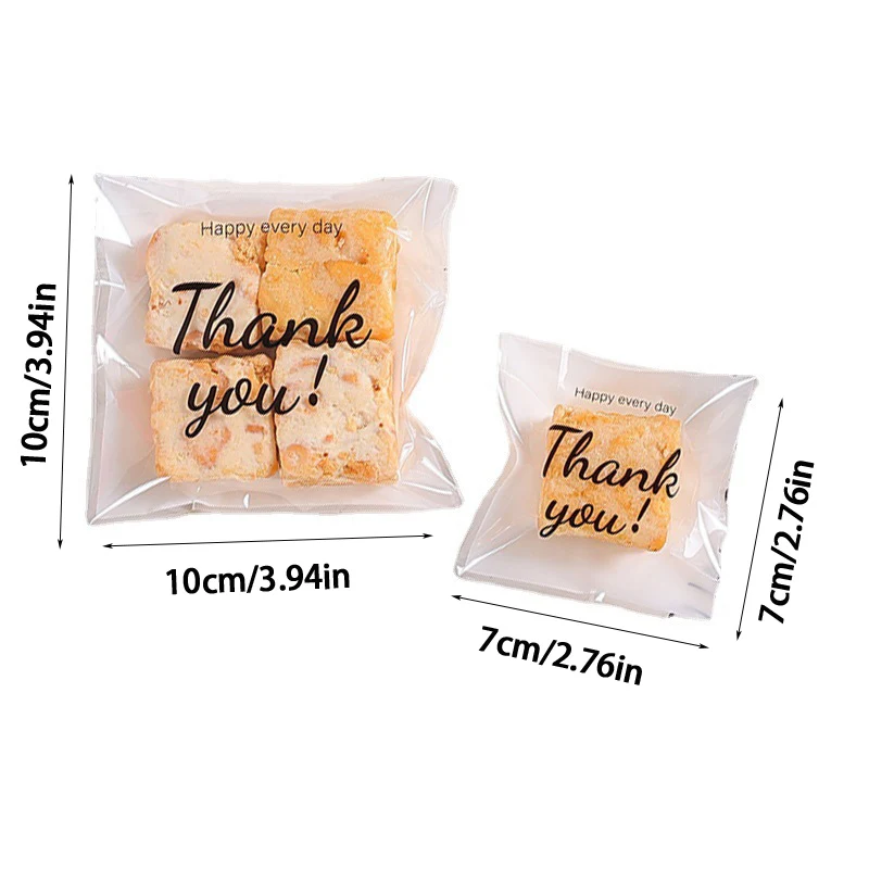 100Pcs Plastic Bags Thank You Cookie&Candy Bag Self-Adhesive For Wedding Birthday Party Gift Bag Biscuit Baking Packaging Bag