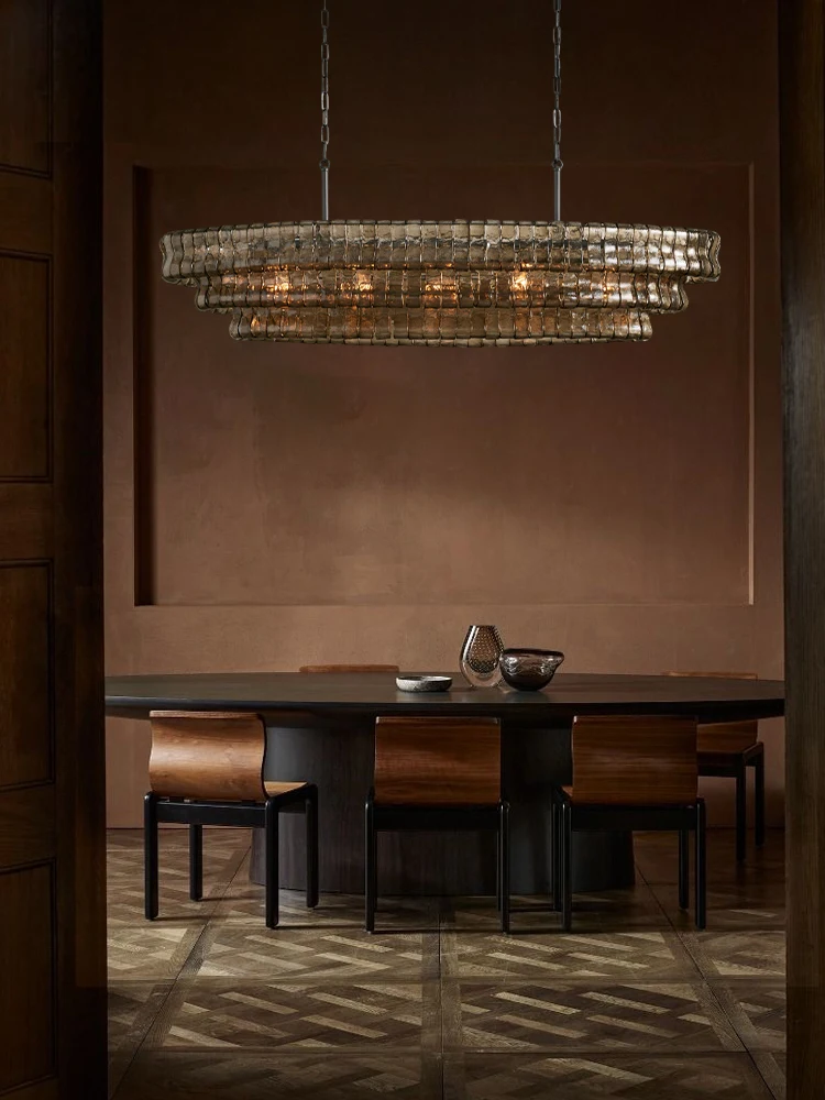 

Dimmable LED Home Deco Murano Grey Clear Glass 2025 Chandelier Hanging Lamps Suspension Luminaire Lampen For Dinning Room