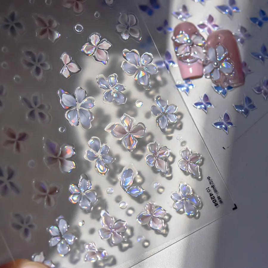 5D Gelee Blume Nagel Aufkleber Zarte Blütenblatt Blüte Glänzend Wie Transluzente Blumen Selbstklebende Dekoration Maniküre Aufkleber DIY