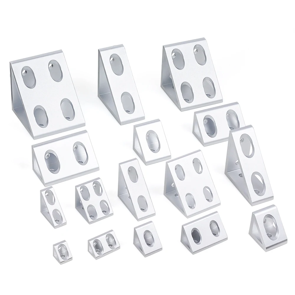 4Pcs/Lot Silver/Black Aluminum Profile Right Angle  Block Triangle Connector Bracket 2020 2040 3030 4040 4545 4080 series V-slot