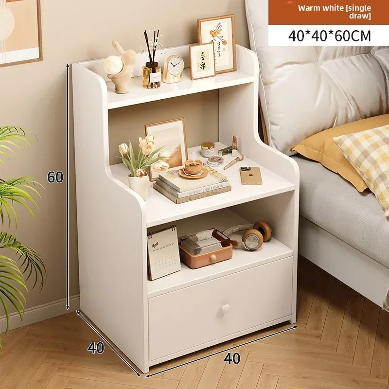 Durable Bedside table Bedroom Simple storage Locked storage cabinet Small bedside storage shelf Rental house Mini low cabinet