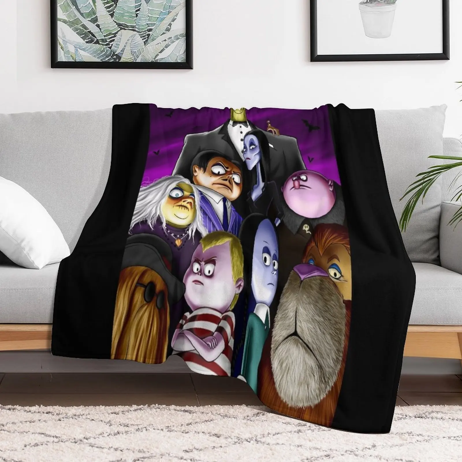 

Addams Family Portrait Throw Blanket Soft Plush Plaid Hairy Blankets