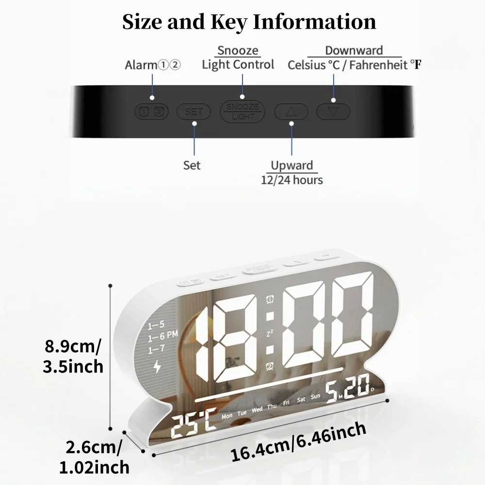 USB Digital Alarm Clock with Temp 2