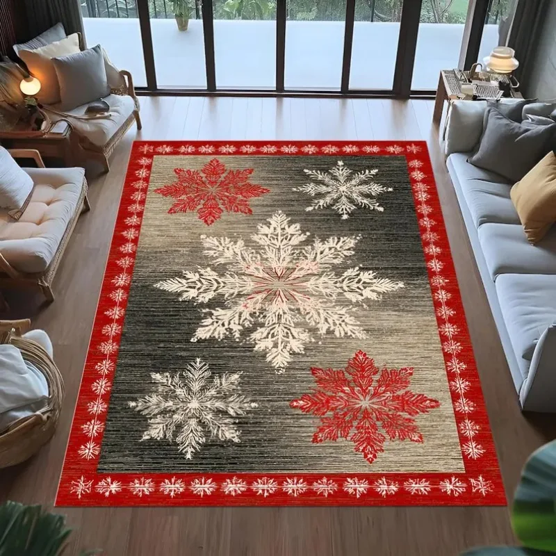 

Snowflake Christmas Rug,red White Holiday Rug, Winter Rug,festive Snow Design Rug,seasonal Living Room Decor Rug,xmas Rug