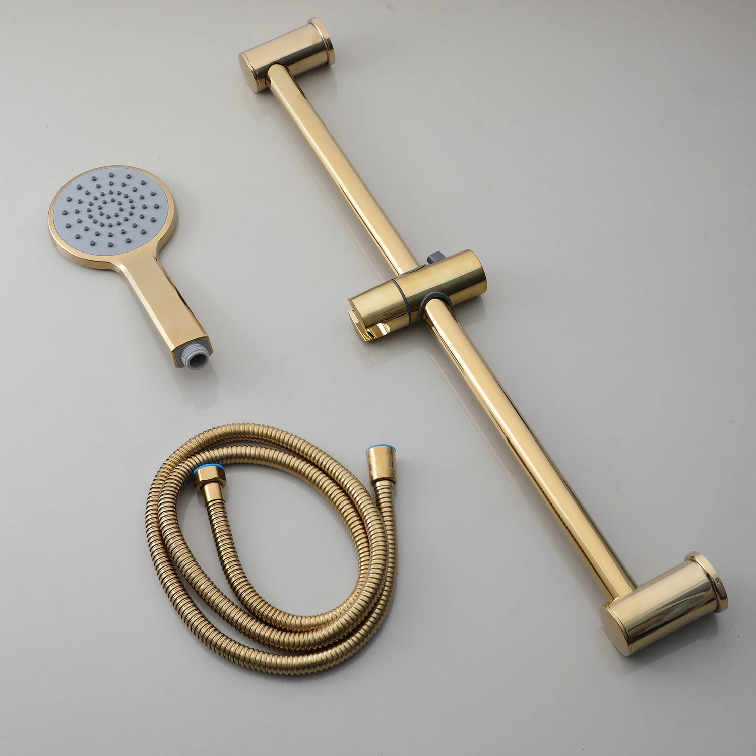 ZAPPO Gold Polished Shower Slide Bar, Handheld Shower with Slide Bar Shower Wand & Shower Bar Bathroom Shower Systerm