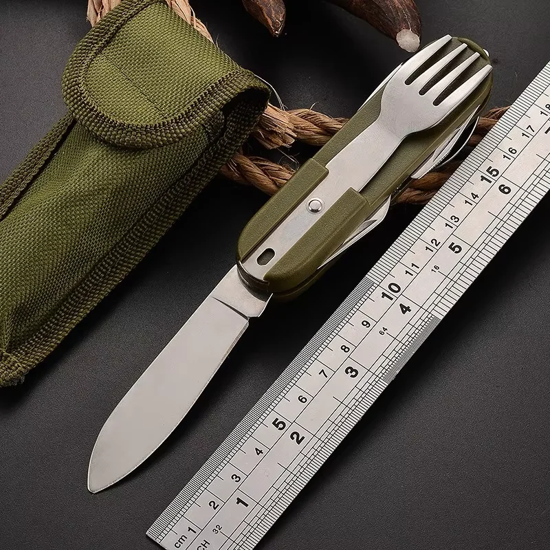 7 in 1 Multifunctional Outdoor Cutlery Portable Knife Spoon Fork Opener Can Opener Picnic Camping Hiking Trip Foldable Cutlery image 3
