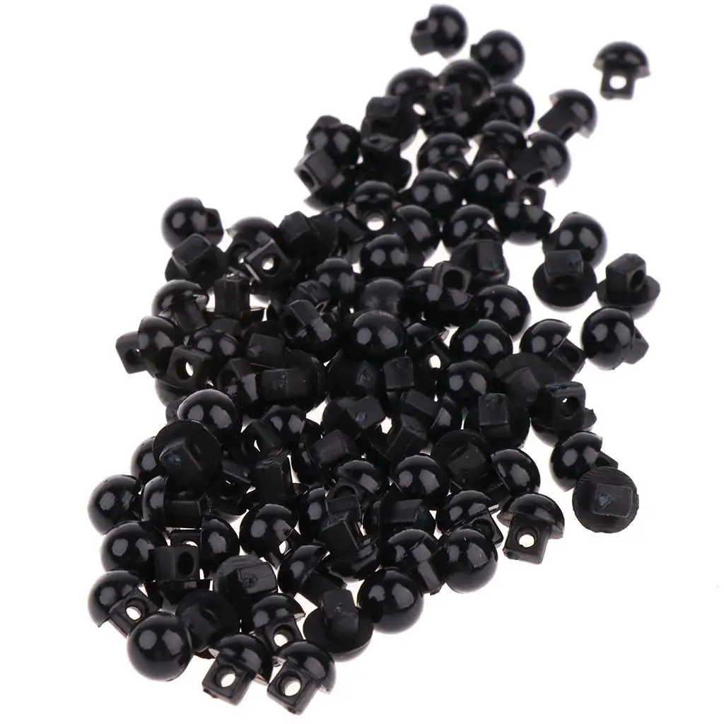 Set of 100 6mm Solid Black Domed Buttons Eyes Nose for Teddy Doll