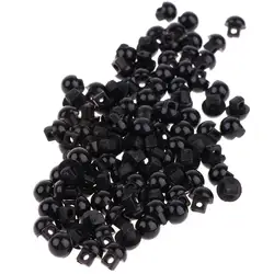 Set of 100 6mm Solid Black Domed Buttons Eyes Nose for Teddy Doll