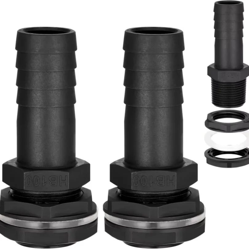 2Piece-mounted rainwater barrel overflow connector 25mmBarbed pipe fitting｜Adaptation1InchBSPThread｜Includes anti-leakage nut an