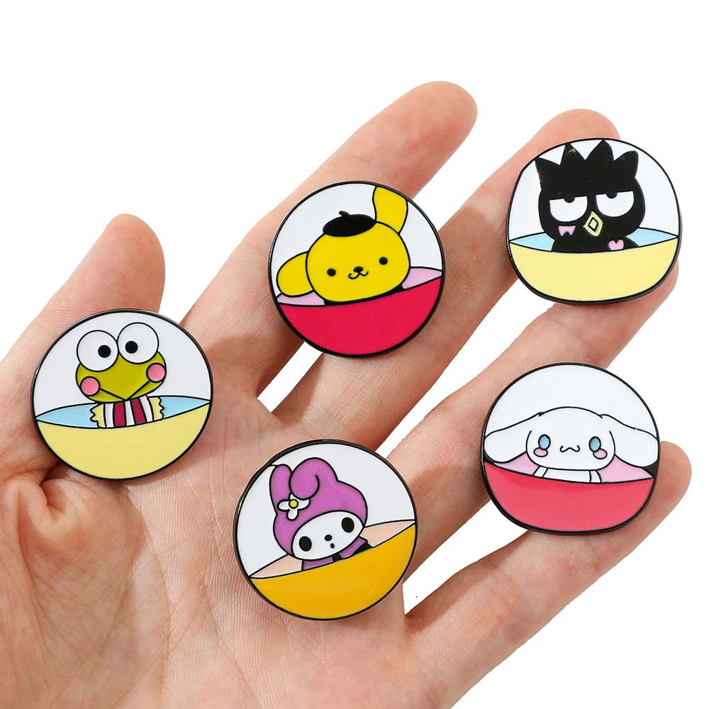 

5 Pcs Animation Cartoon Enamel Pins Cute PomPomPurin Cinnamoroll Metal Brooches for Clothes Jewelry Badge Backpack Accessory