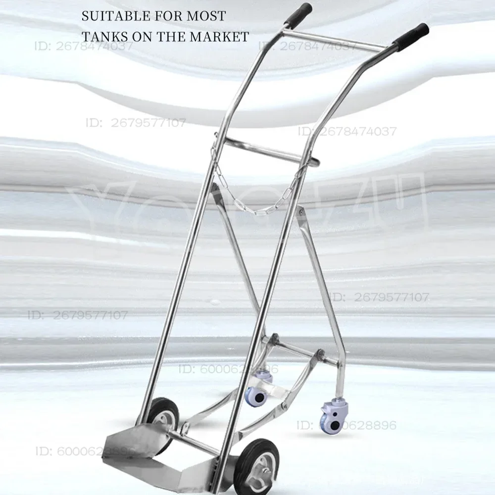 Stainless Steel Hospital Oxygen Cylinder Trolley Thickened 40l Mobile Handcart Nitrogen Cylinder Steel Cylinder Trolley