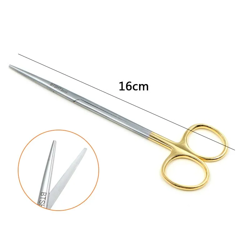 Ophthalmic stainless steel gold handle surgical scissors cosmetic plastic surgery instrument double eyelid tool 12.5/14.16cm