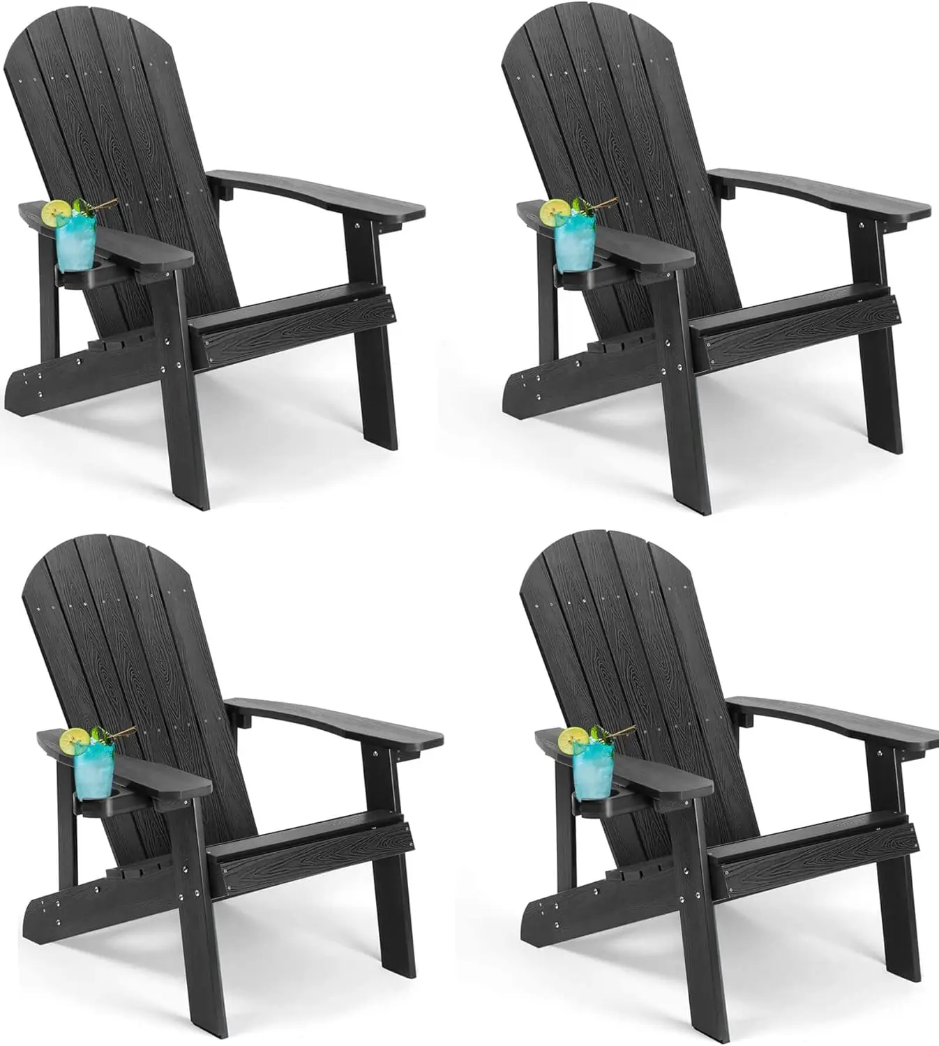 Chairs Set of 4 All Weather Resistant Plastic Chairs with Cup Holder 5 Easy Steps to Install