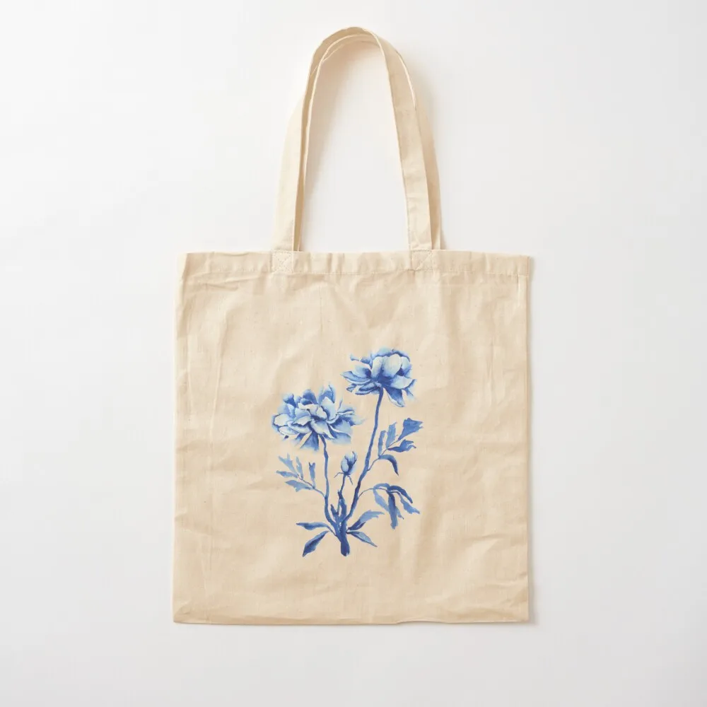 Peony in Elegant blue Tote Bag the tote bag tote bag Canvas stote shopper bags